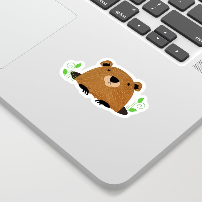 Illustrated Groundhog Die Cut Sticker from Society6