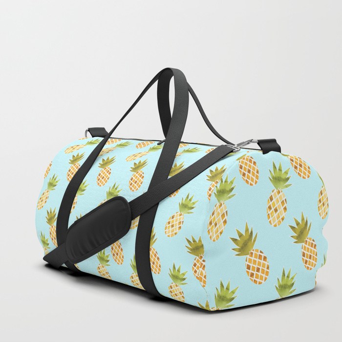 Watercolour Pineapple Pattern Duffle Bag - TanyaDraws @ Society6