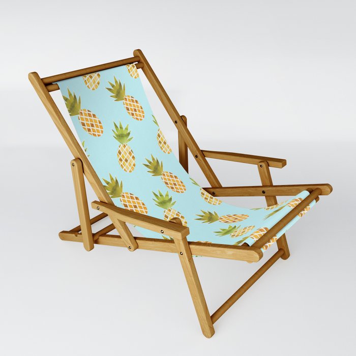 Watercolour Pineapple Pattern Foldable Sling Chair - TanyaDraws @ Society6