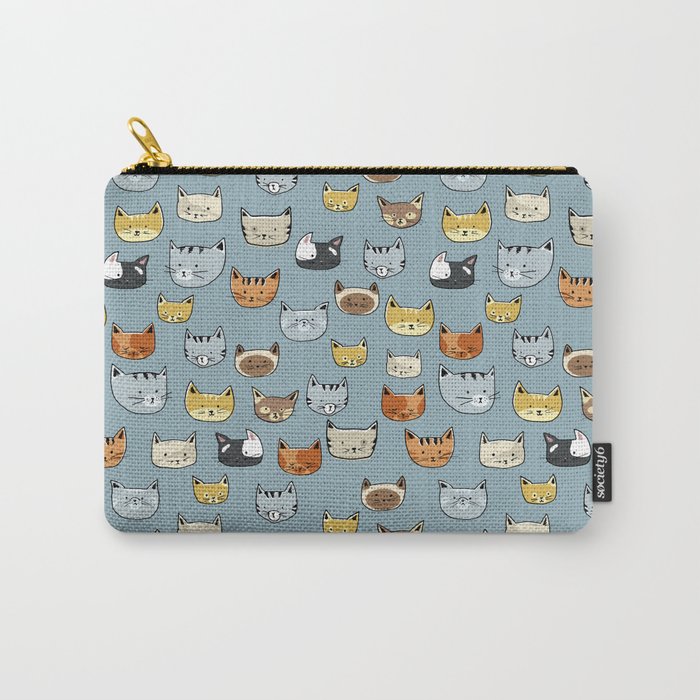 Cat Face Doodle Pattern Carry All Pouch