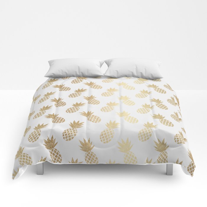 Gold pineapple pattern queen sized comforter from Society6