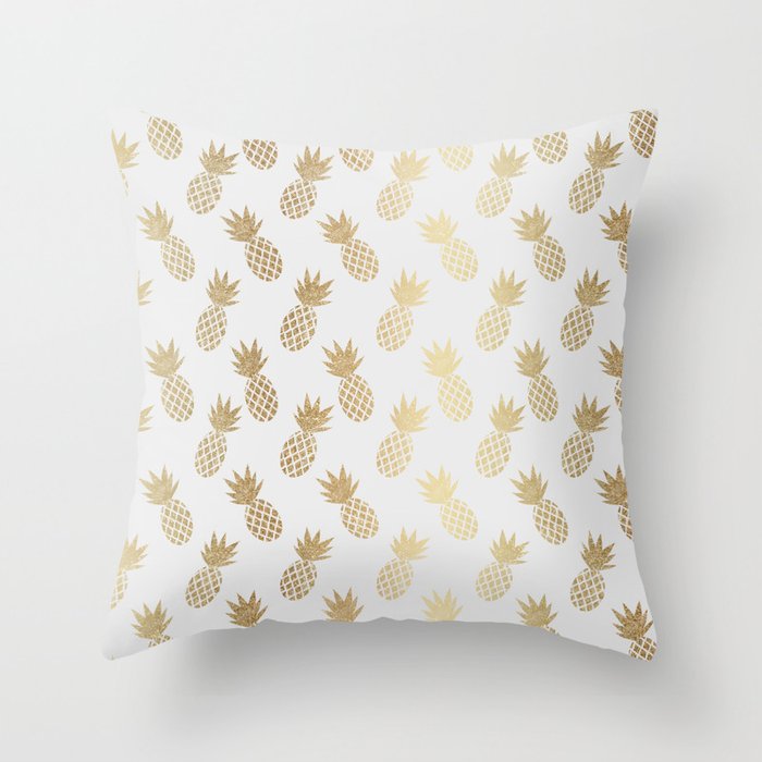 Gold Pineapple Pattern Throw Pillow from Society6