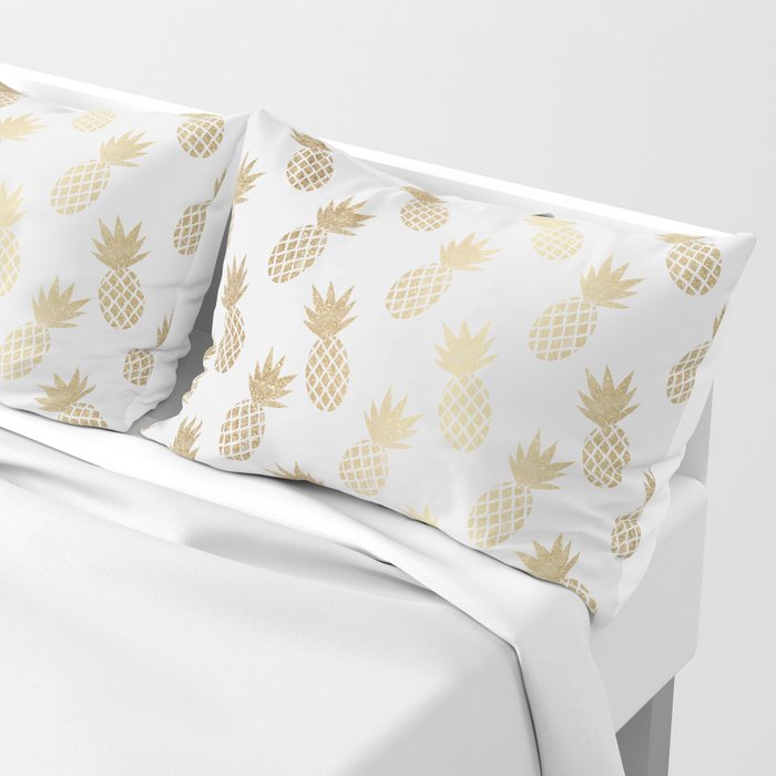 Set of 2 gold pineapple pattern pillow covers