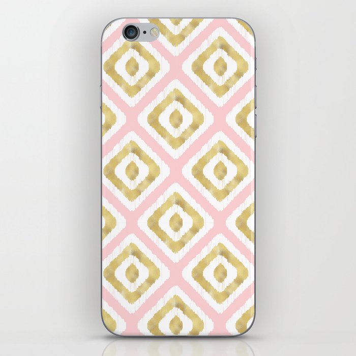 Pink & Gold Ikat Pattern iPhone 11 skin @ Society6