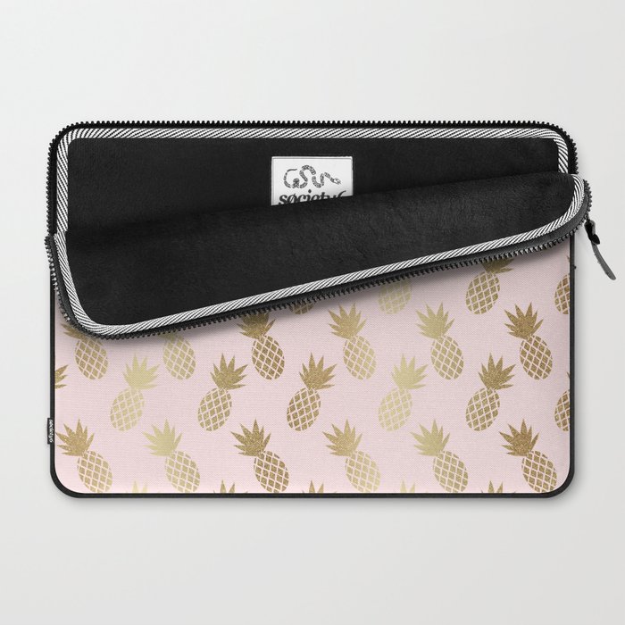Pink and Gold Pineapple Pattern 13" Laptop Sleeve from Society6