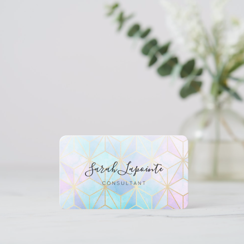 Customizable iridescent geometric business card from Zazzle