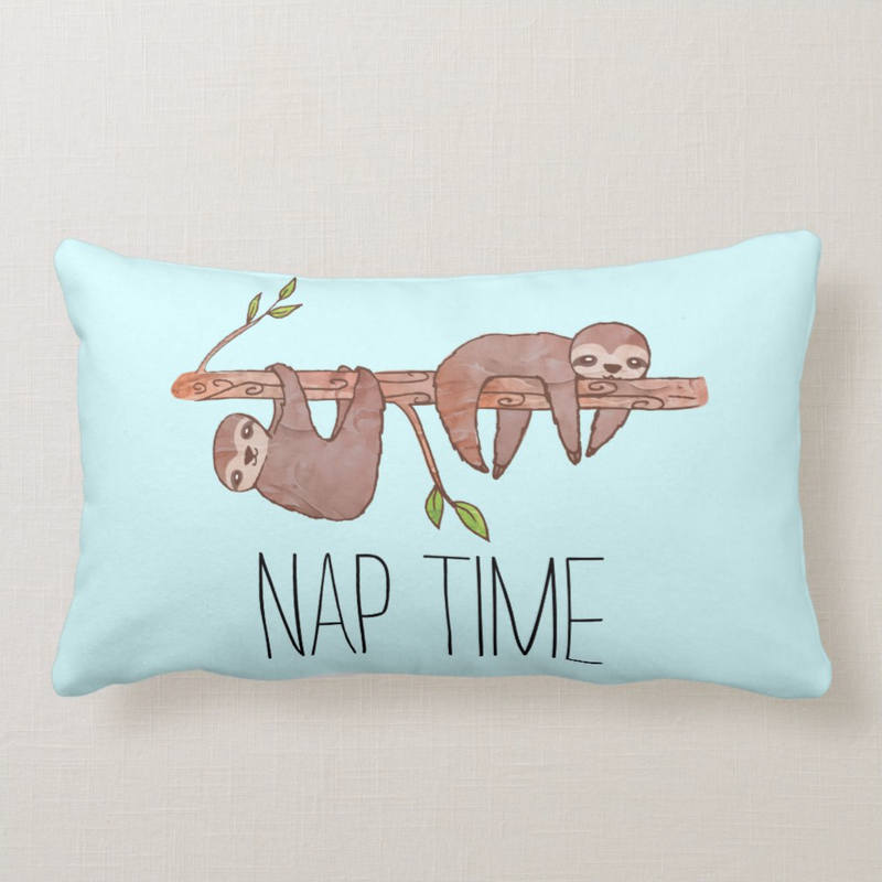 Nap Time Lazy & Sleepy Sloth Pillow @ Zazzle