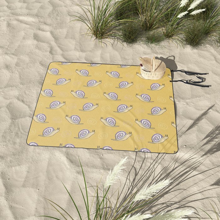 Hand Drawn Cute Snail Pattern Picnic Blanket from Society6