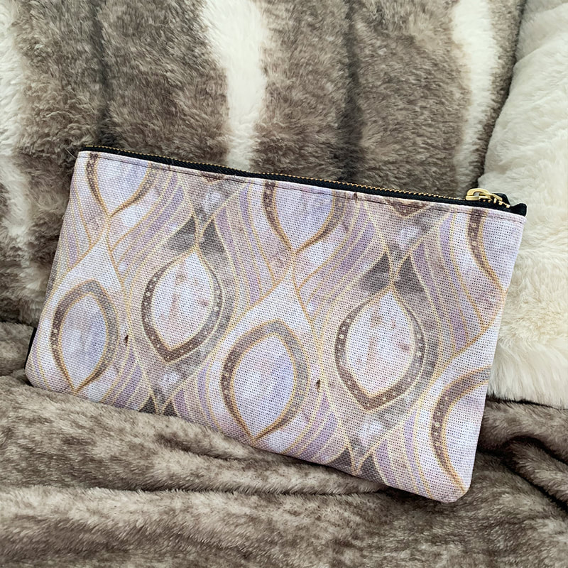 Front view of the Society6 Elegant Quartz Pattern Pouch by TanyaDraws