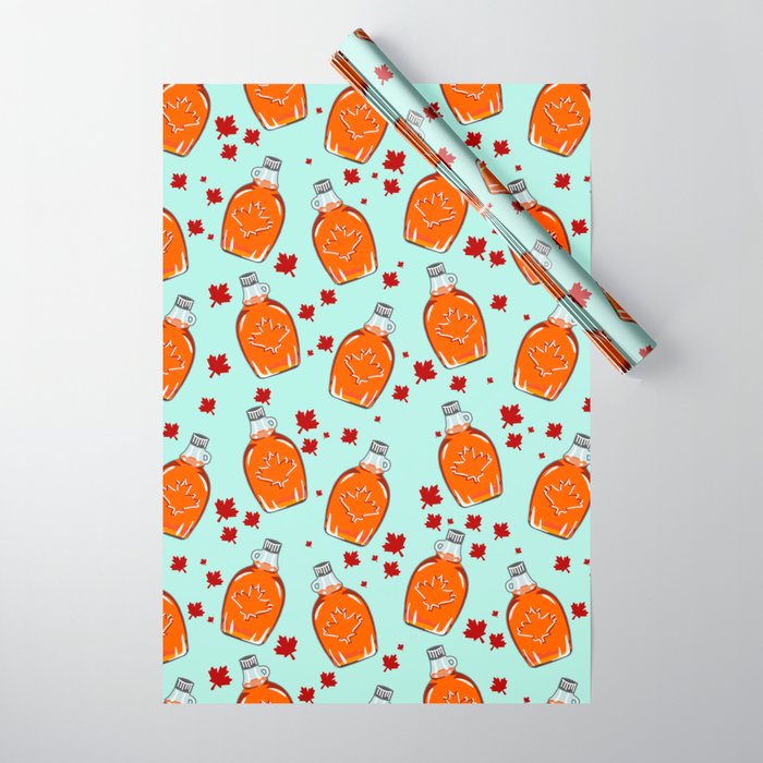 Canadian Maple Syrup Pattern Wrapping Paper - Society6