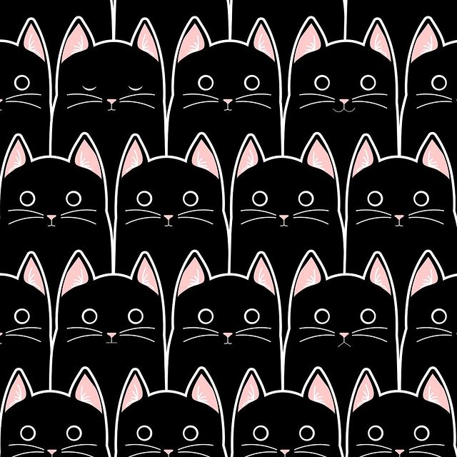 Many black cats pattern