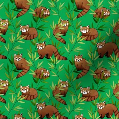 Red Panda & Bamboo Patterned Fabric on Spoonflower