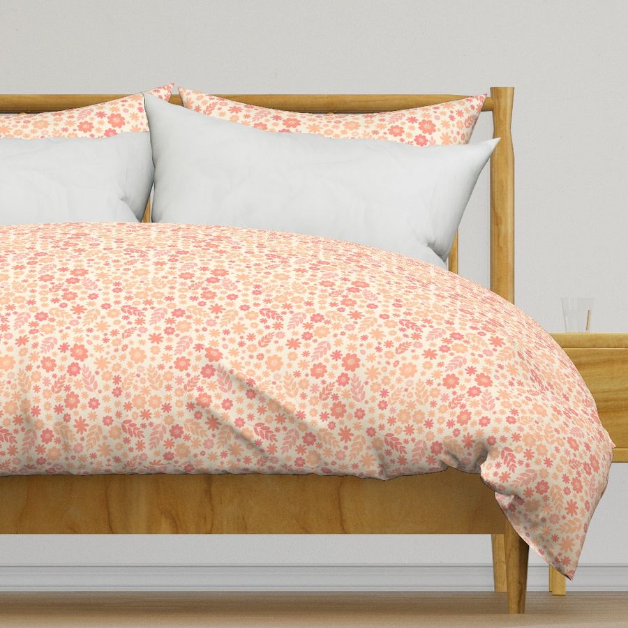 Peach Fuzz Pantone Floral Duvet Cover from Spoonflower