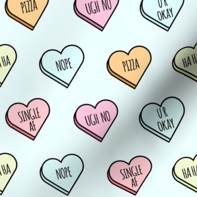 Sassy Sarcastic Candy Hearts Pattern in Blue