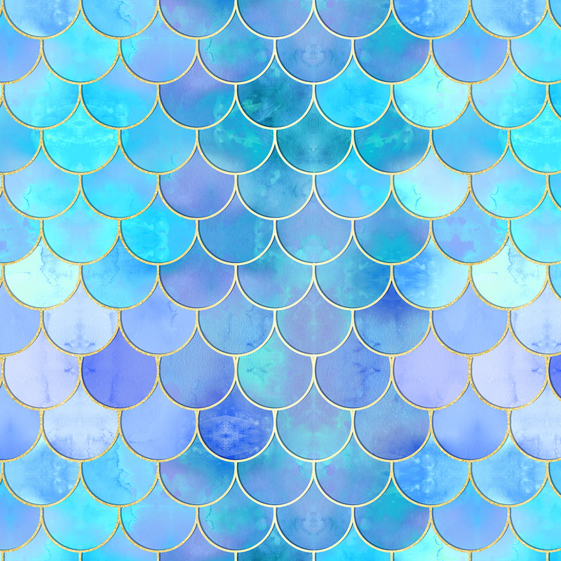 Aqua Pearlescent Mermaid Scale Pattern