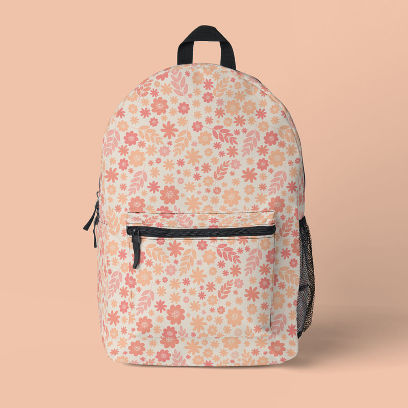 Airy Wildflower Meadow Pattern in Peach Fuzz Zazzle Backpack
