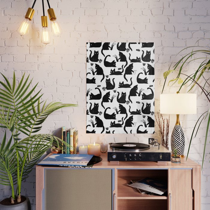 Bad Cats Knocking Stuff Over Wall Poster from Society6