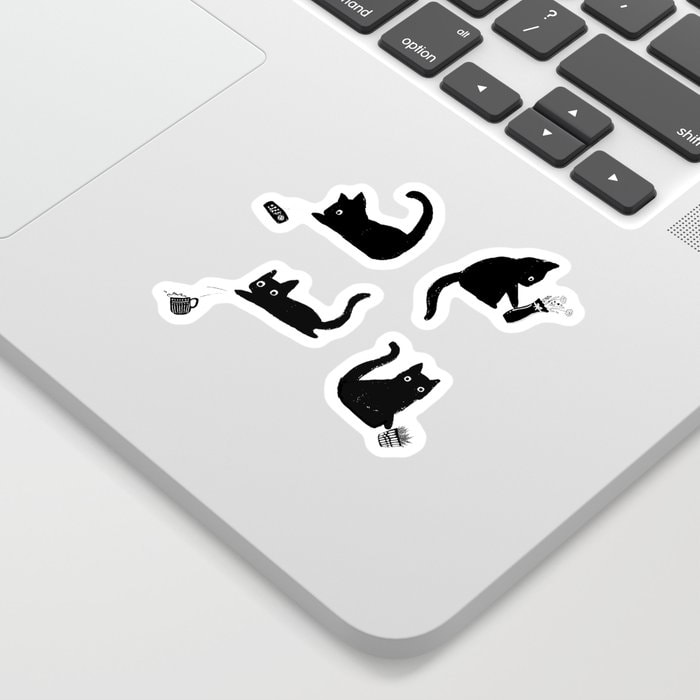 Bad Cats Knocking Stuff Over Sticker set from Society6