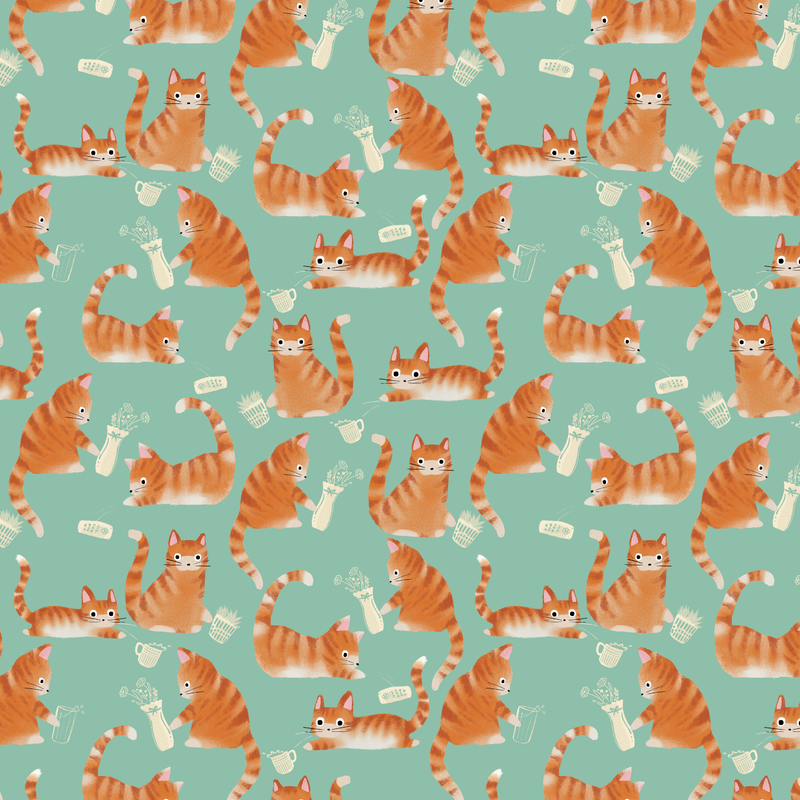 Bad Orange Tabby Cats Knocking Stuff Over Pattern