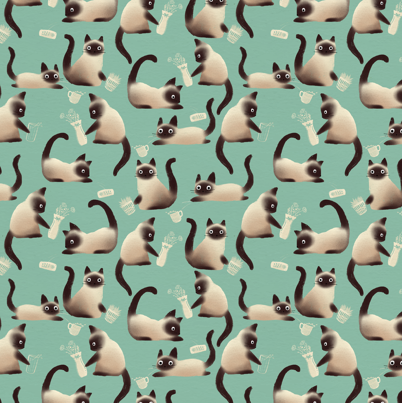 Bad Siamese Cats Knocking Stuff Over Pattern