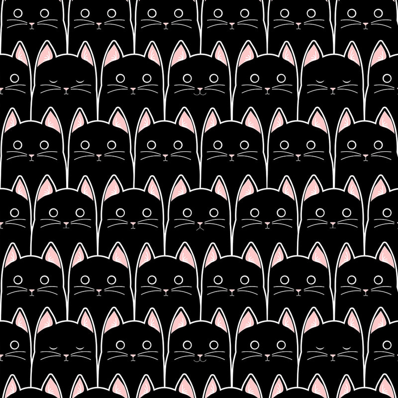 Many Black Cats Repeating Pattern