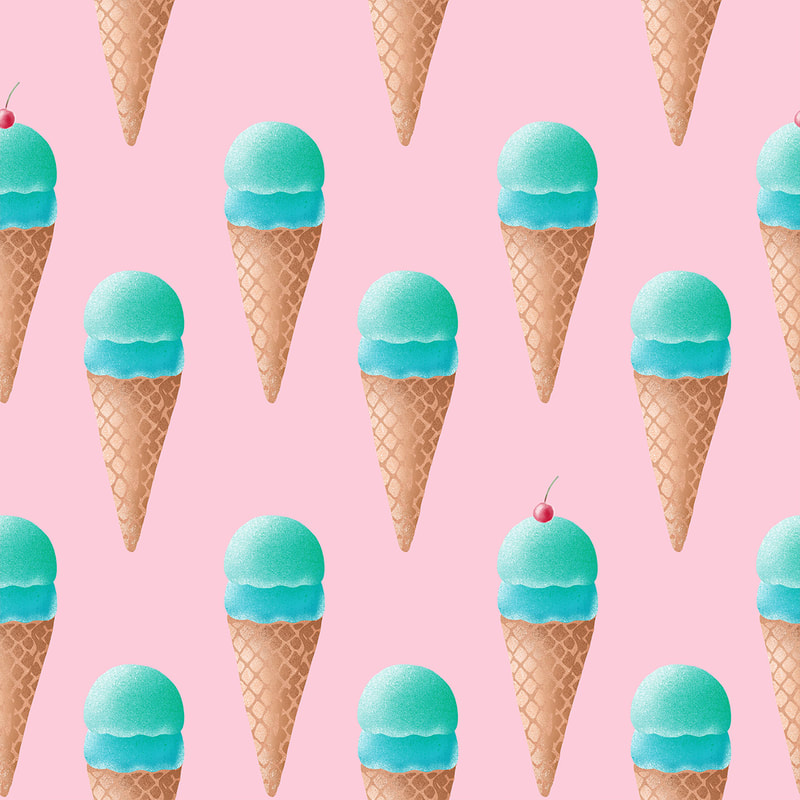 Blue Ice Cream Cone Pattern
