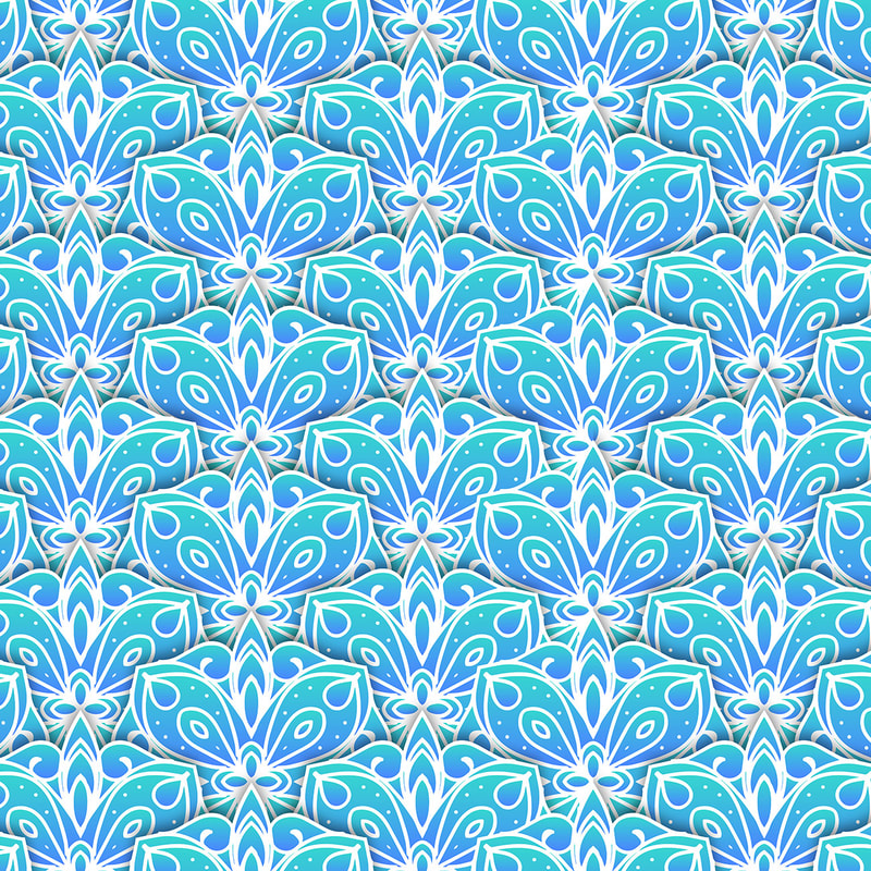 Blue Mandala Wave Pattern