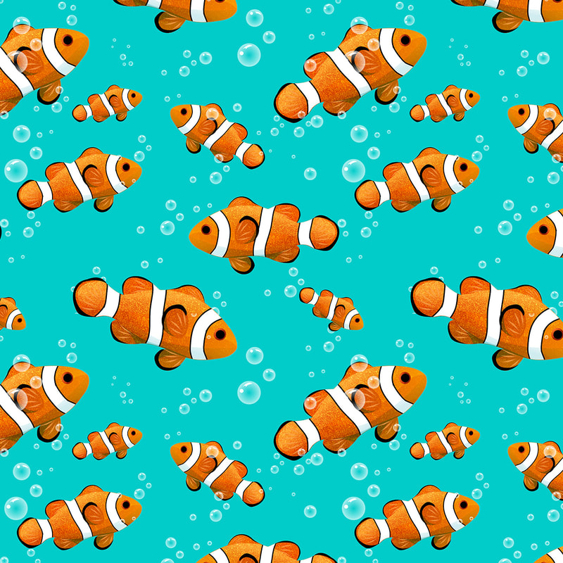 Clownfish & Bubbles Aquarium Pattern