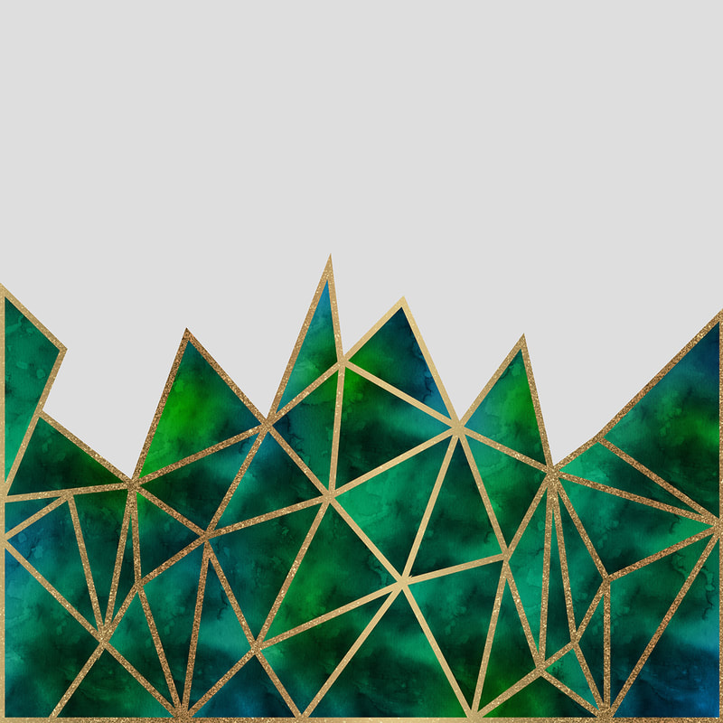 Emerald & Gold Geometric Design - TanyaDraws