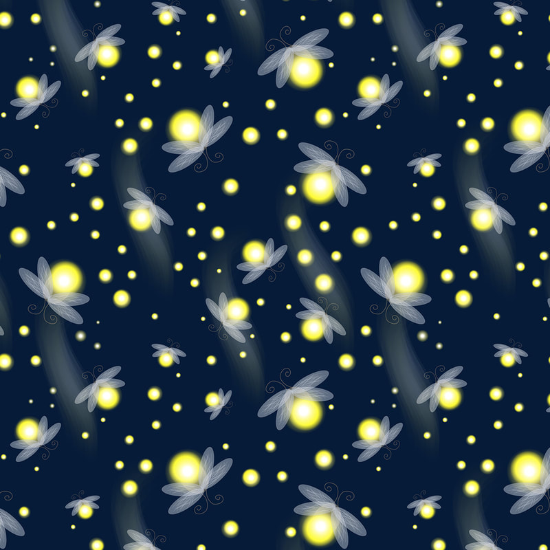Fireflies Glowing at Night Pattern