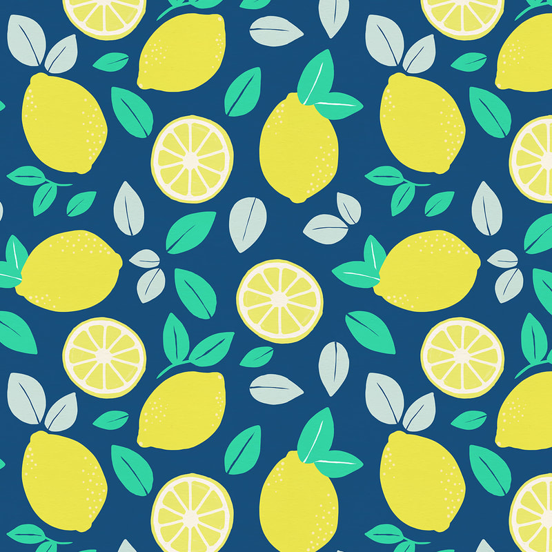 Summer Lemon & Leaves Pattern