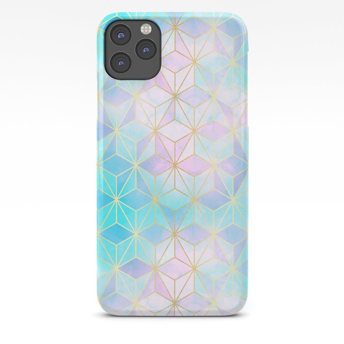 Iridescent Pastel & Gold Geometric Pattern iPhone 11 Pro Max Phone Case