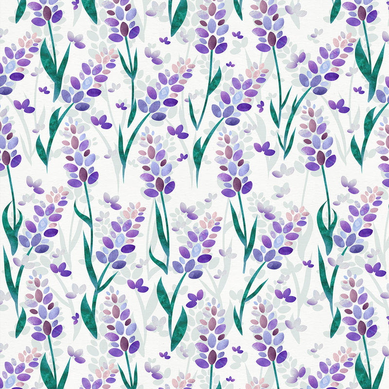 Lavender Fields Floral Pattern, Light