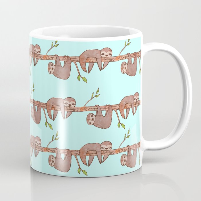 Cute & Sleepy Baby Sloths Pattern Mug @ Society6
