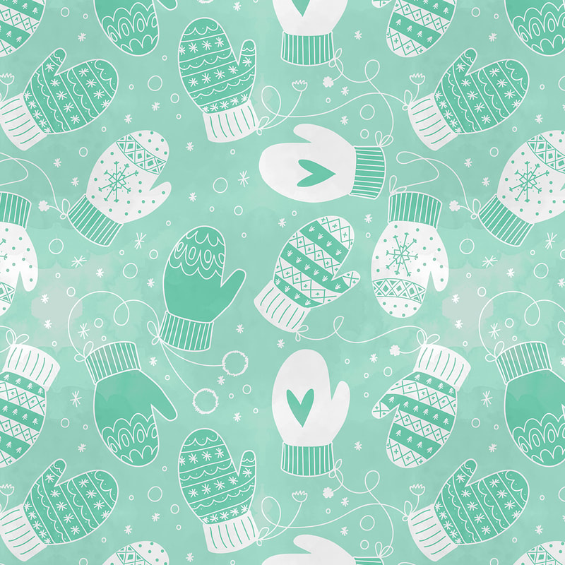 Winter Mittens Pattern in Mint Green by TanyaDraws