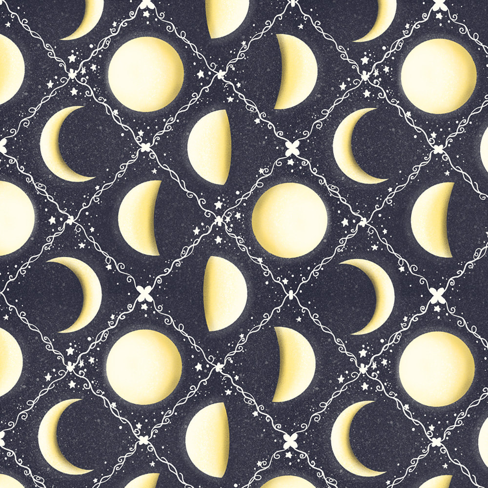Moon Phases Illustration Pattern