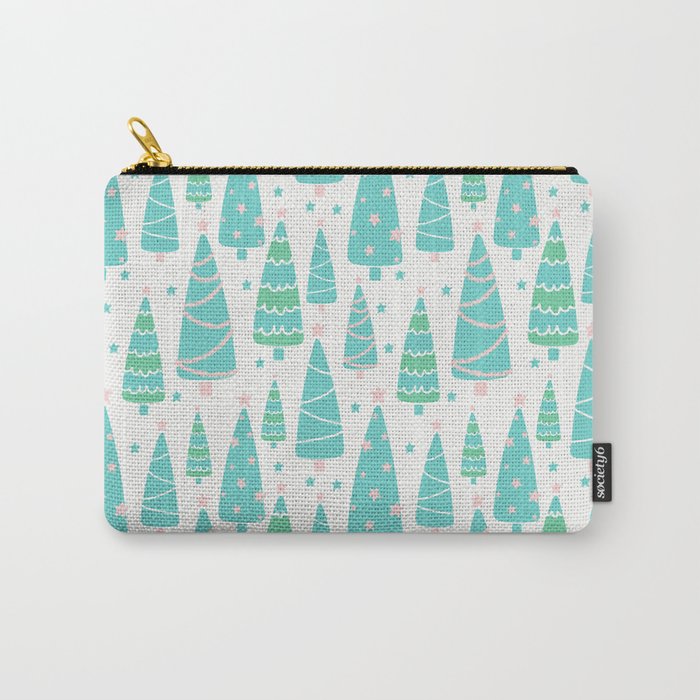 Pastel Christmas Tree Forest Pattern Carry-All Pouch @ Society6