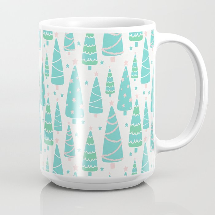 15 oz. pastel Christmas tree forest pattern coffee mug - TanyaDraws @ Society6