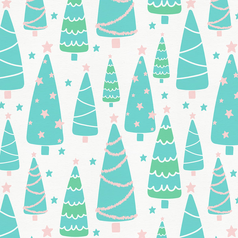 Pastel Christmas Tree Forest Pattern by TanyaDraws