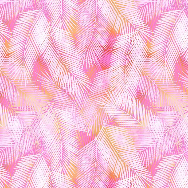 Pink Tropical Palm Leaves Pattern