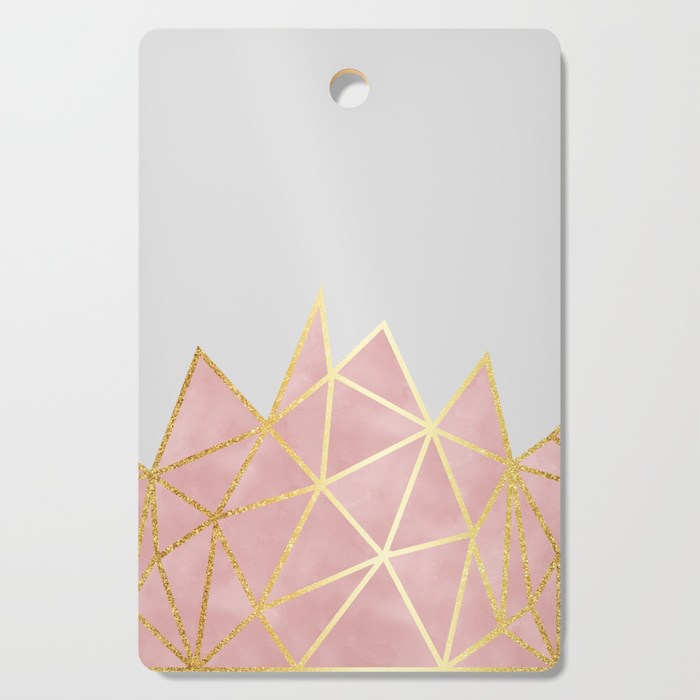 Pink & Gold Geometric Design Cutting Board