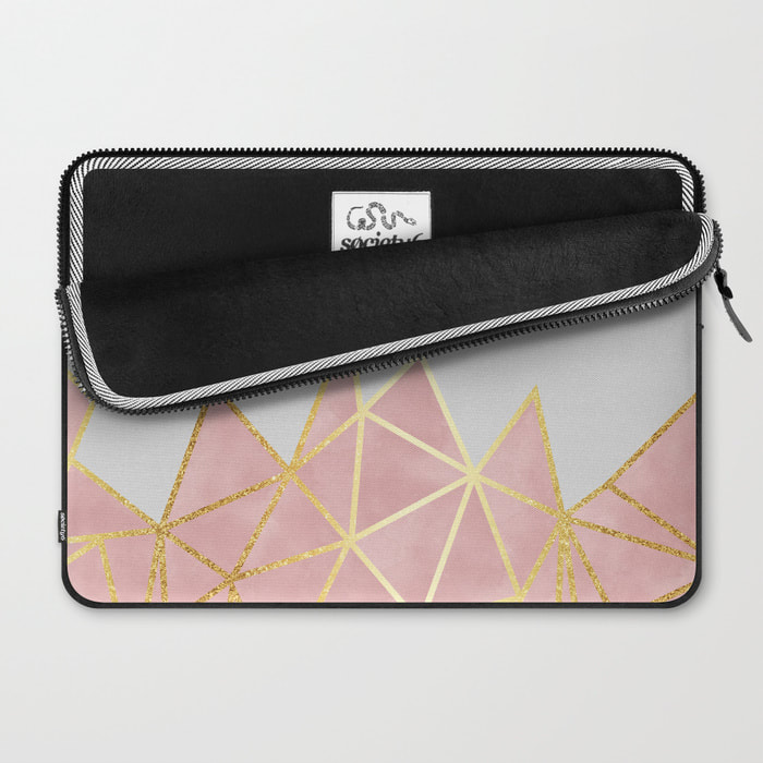 Pink & Gold Geometric Design Laptop Case
