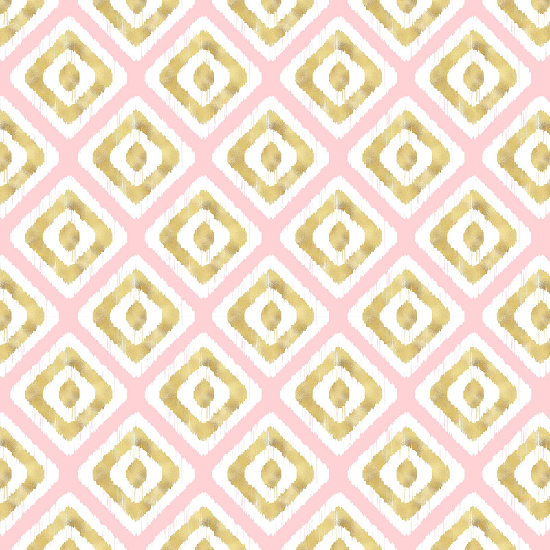 Pink & Gold Ikat Pattern by TanyaDraws