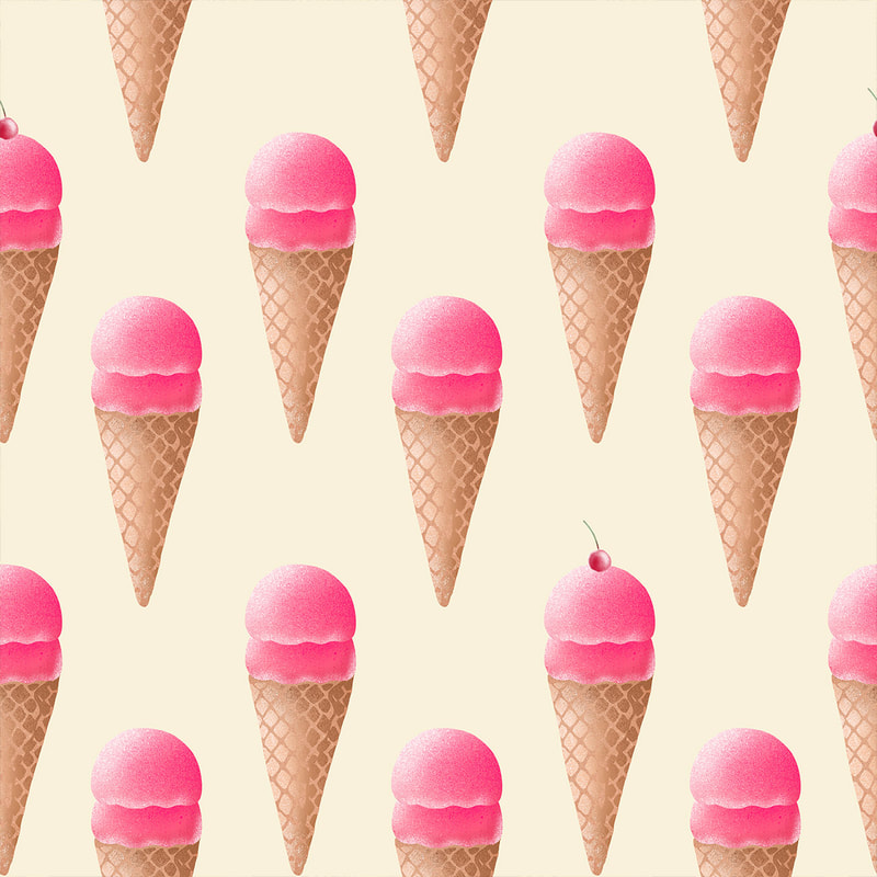 Hand Drawn Pink Summer Ice Cream Pattern