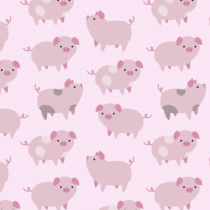 Cute Cartoon Pink Piglets Pattern