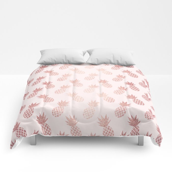 Rose Gold & Pink Pineapple Pattern Comforter Set from Society6