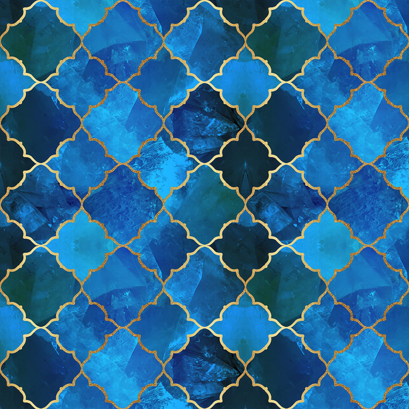 Moroccan Tile Pattern in Sapphire Blue