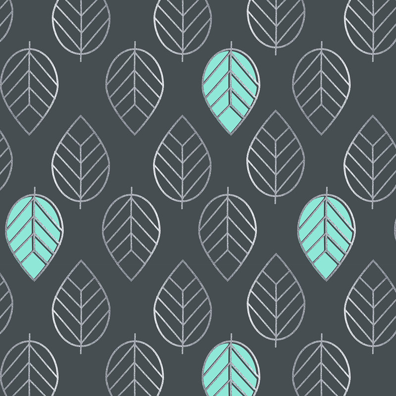 Silver & Teal Leaf Pattern