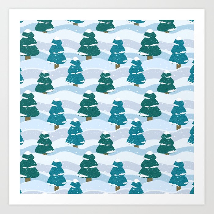 Snowy Pine Trees Pattern