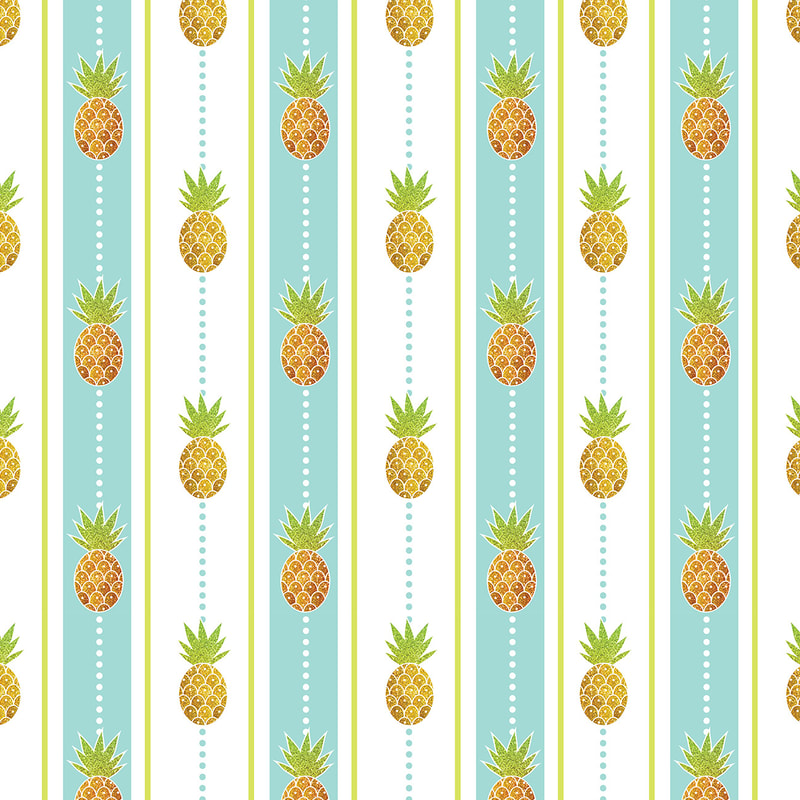 Vintage Glitter Pineapples & Stripes Pattern